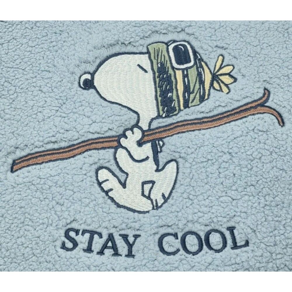 NEW Light Blue Sz XXL Embroidered SNOOPY Soft Sherpa Fleece Cozy Sweater PEANUTS - Picture 10 of 10